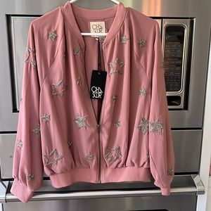 Chaser Star Bomber Jacket NWT. Beaded stars